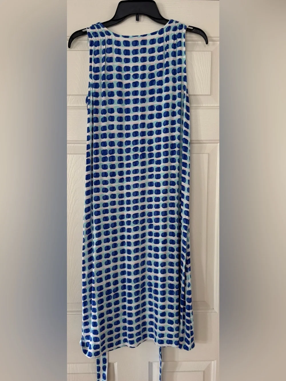 kate spade Blue and White Dot-Print Midi Dress with tie waist size XS